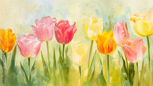 Colorful tulips art background