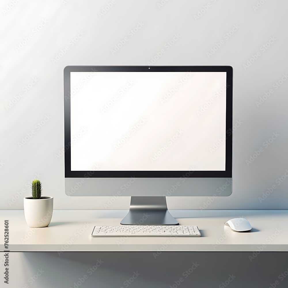 Desktop computer with white screen Desktop computer with white screen