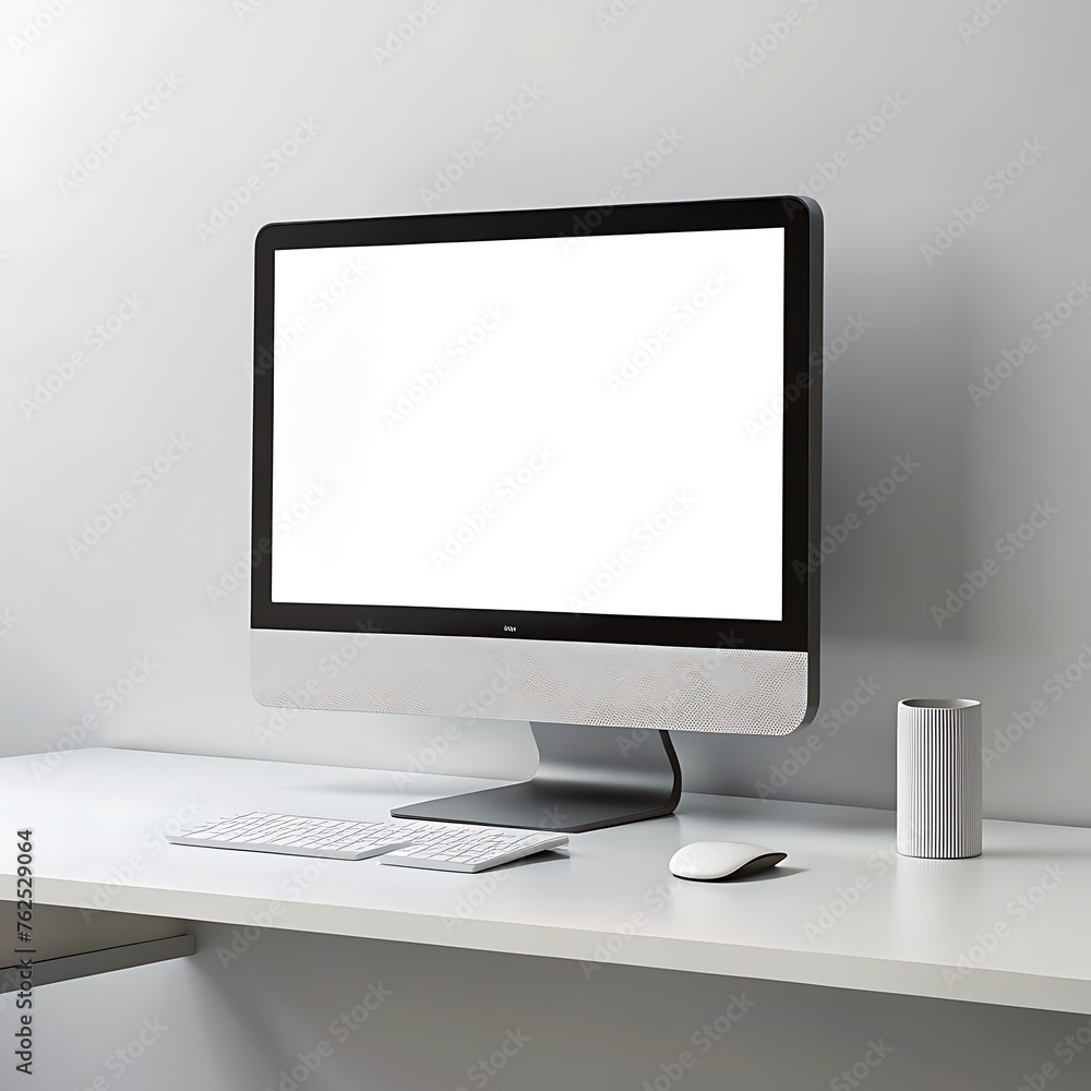 Desktop computer with white screen Desktop computer with white screen