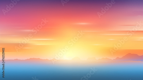 Vivid sunset or sunrise over a silhouette of mountains © Miva