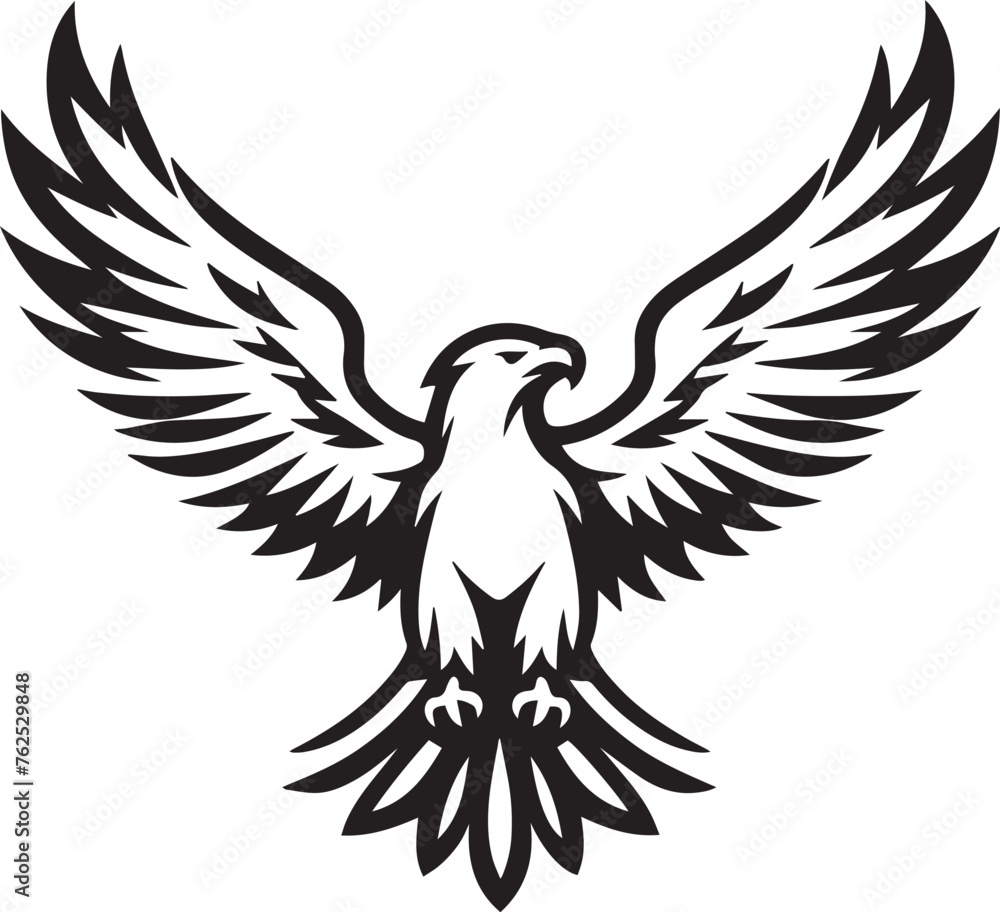 Fototapeta premium Eagle with spread wings - cut out vector silhouette