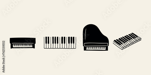 Line art doodle piano keys collection