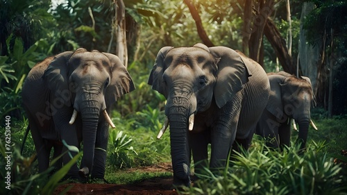 elephants in the zoo. Manny elephants in the jungle. Ai ganerated image