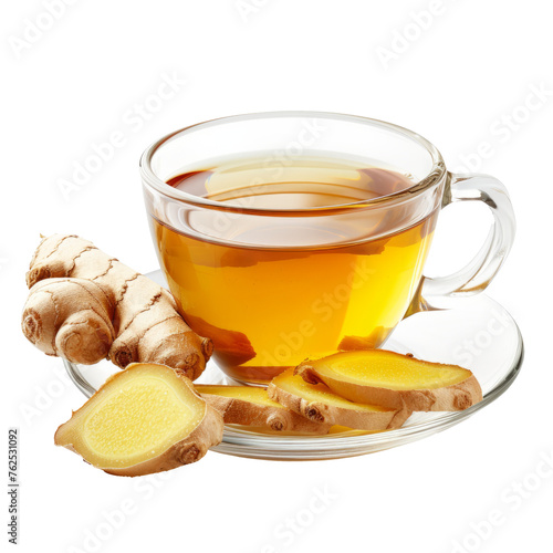 Hot ginger tea iisolated on transparent background With clipping path. cut out. 3d render