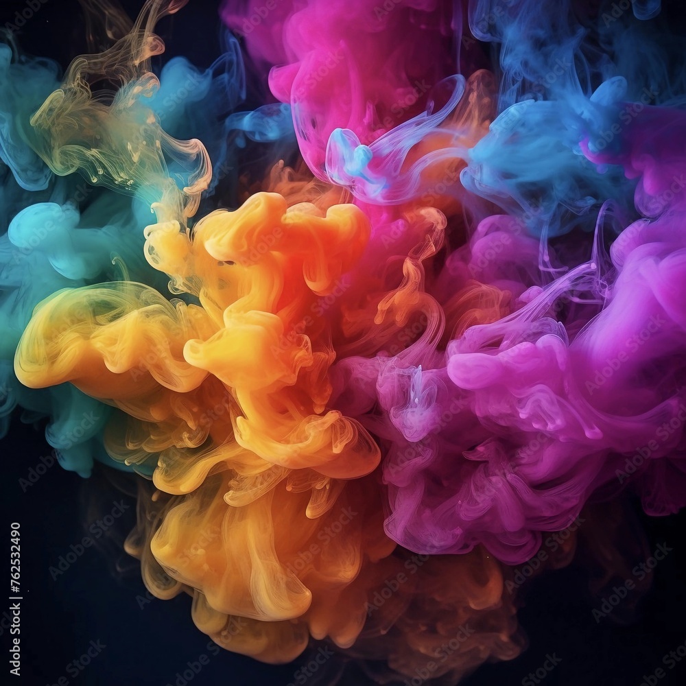 Colorful cloud of smoke on a black background
