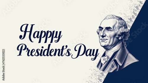 Happy President's Day banner with a illustration of George Washington