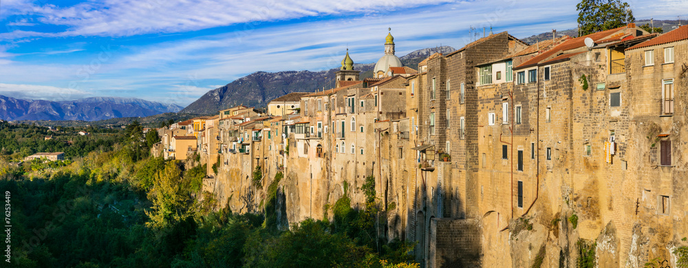 Obraz premium Beautiful italian villages. Sant'agata de Goti -impressive medieval town on the rock . Italy,Campania.