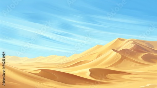 Painting of Desert Landscape With Blue Sky