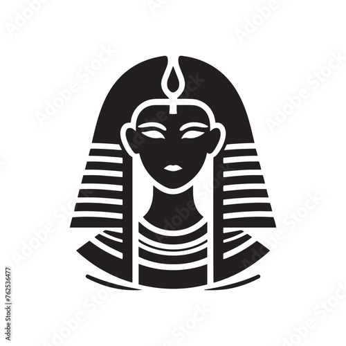 Egyptian Queen silhouette: Ancient Egyptian Vector Embracing the sands of pharaoh times. Egyptian queen black illustration.