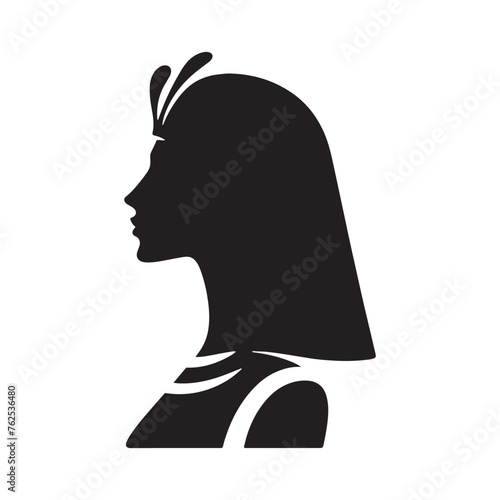 Egyptian Queen silhouette: Ancient Egyptian Vector Embracing the sands of pharaoh times. Egyptian queen black illustration.
