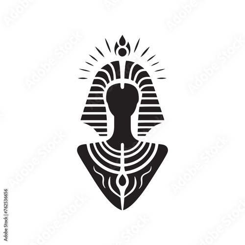 Egyptian Queen silhouette: Ancient Egyptian Vector Embracing the sands of pharaoh times. Egyptian queen black illustration.