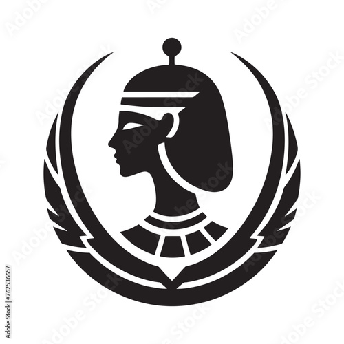 Egyptian Queen silhouette: Ancient Egyptian Vector Embracing the sands of pharaoh times. Egyptian queen black illustration.