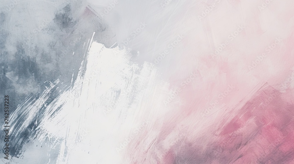 Obraz premium Abstract image of a minimalistic background. Composition consisting of brush strokes on an empty white background, artist, painting, creativity, pink and blue colors, abrasions. Generative by AI