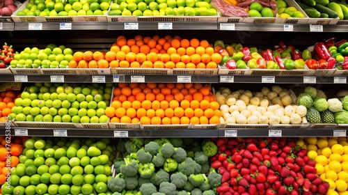 Fresh fruits for sale in supermarket.