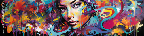 Explore the streets ablaze with color and creativity  courtesy of a vibrant street art mural.