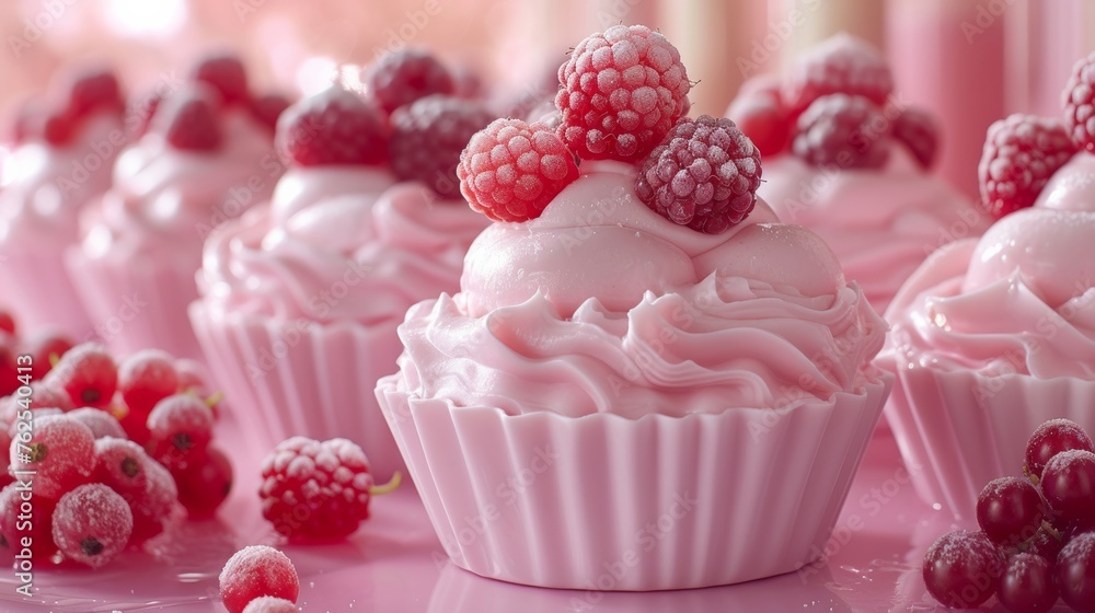 Close Up of a Cupcake With Raspberries Close Up of a Cupcake With Raspberries