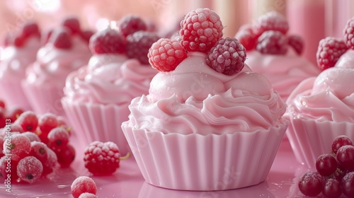 Close Up of a Cupcake With Raspberries