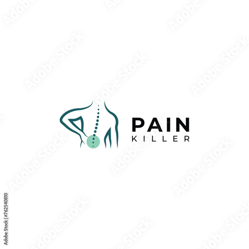 Creative Back pain, Pain killer treatment logo design.