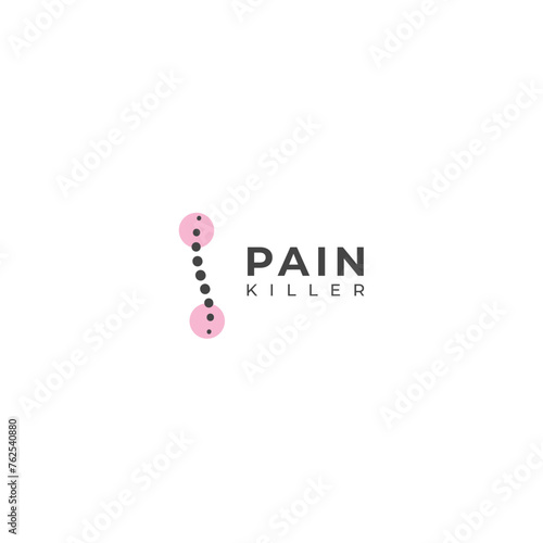 Creative Back pain, Pain killer treatment logo design.
