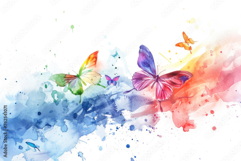 Watercolor butterflies and splash. Watercolor butterflies and splash.