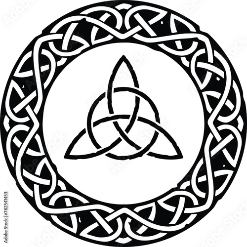 Celtic Circle or Ring Knot Pattern with Triquetra Symbol