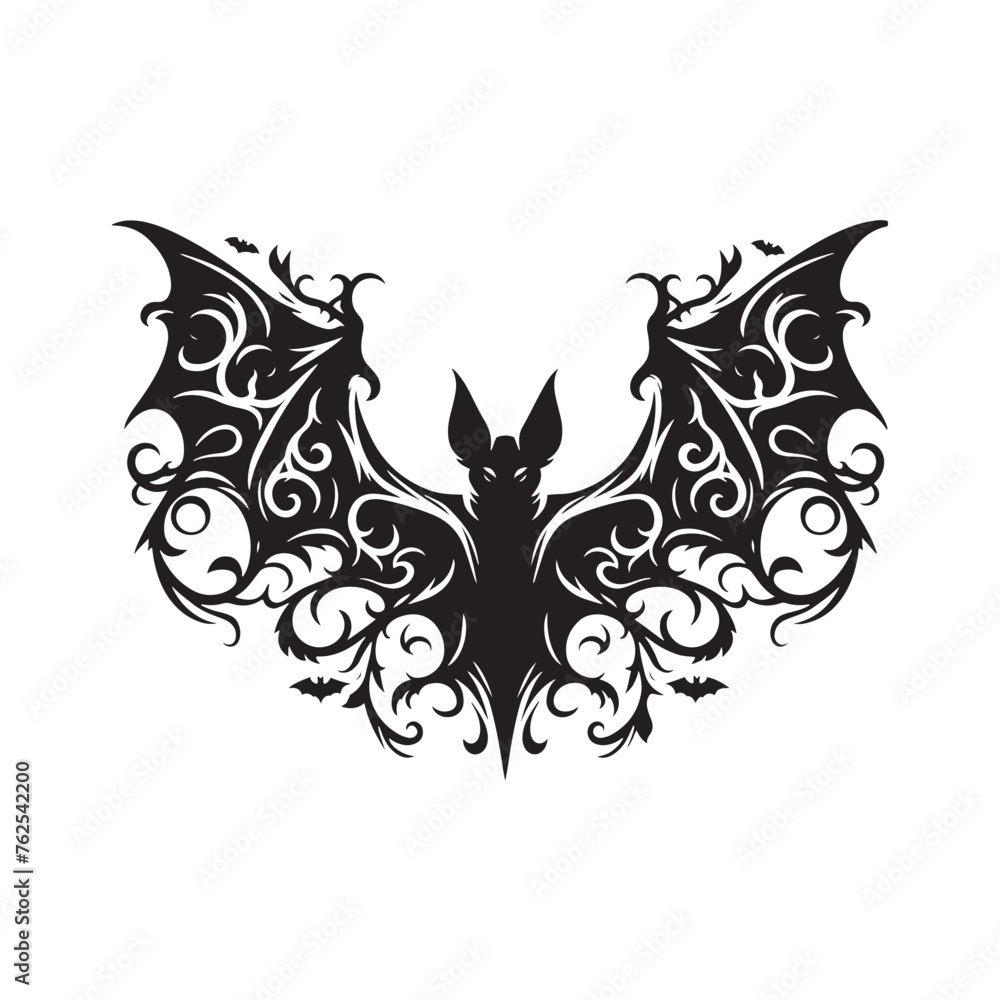 Obraz premium Spooky Shadows: Vector Halloween Bats silhouette, Bats black vector illustration.
