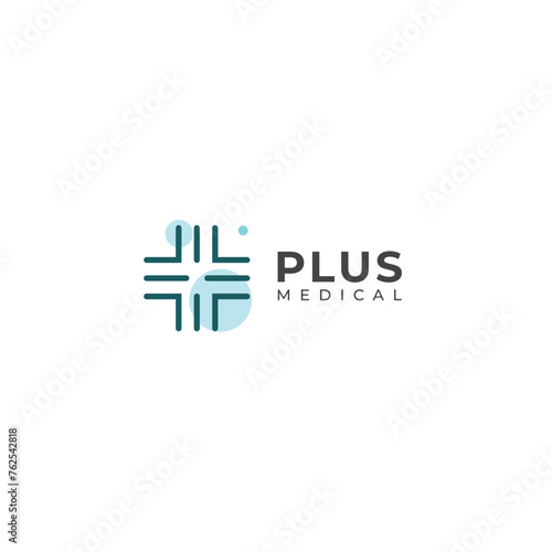 Creative Cross plus medical logo design template.