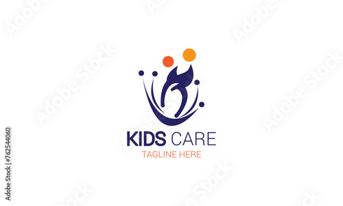 Childcare vector logo with alternative colors and business card template