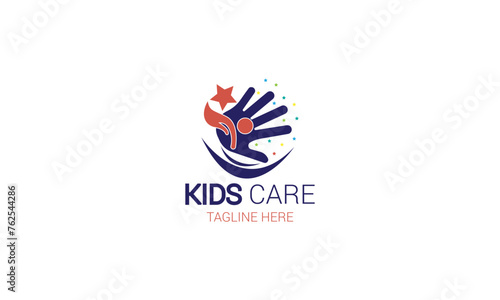 kids care logo unity vector icon illustration