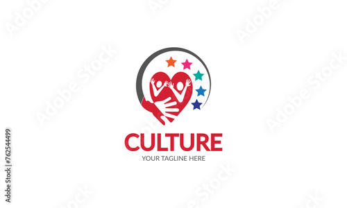 Child care logo design. Kid with Hand Symbol vector
