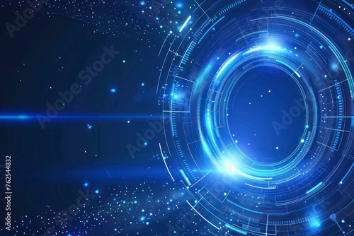 Abstract blue tech futuristic frame template copyspace design background.