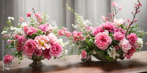 Delicate elegance of blooming flowers and vibrant floral arrangements
