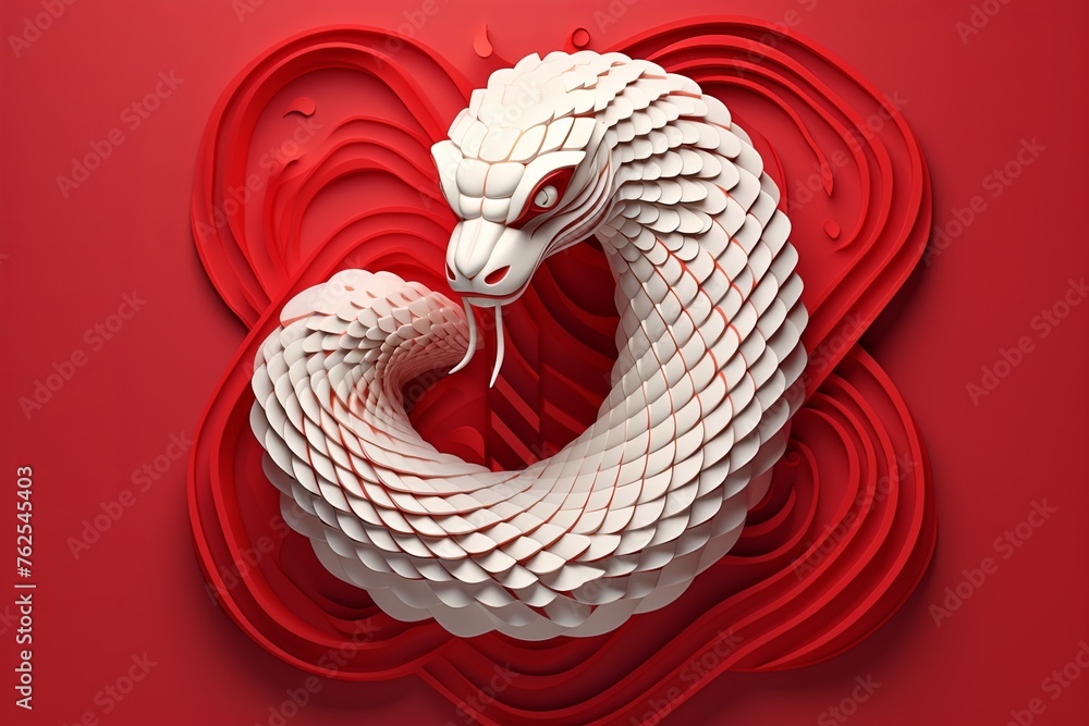 Naklejka premium chinese new year snake. decoration. 2025 Traditional Chinese illustration of a snake with Asian elements, a paper snake