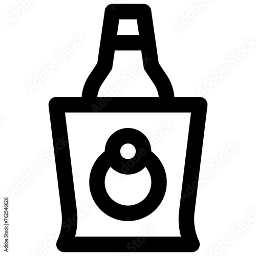 Beer bucket. Editable stroke vector icon.
