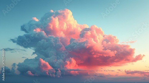 Pink Cloud Hovering Above Ocean