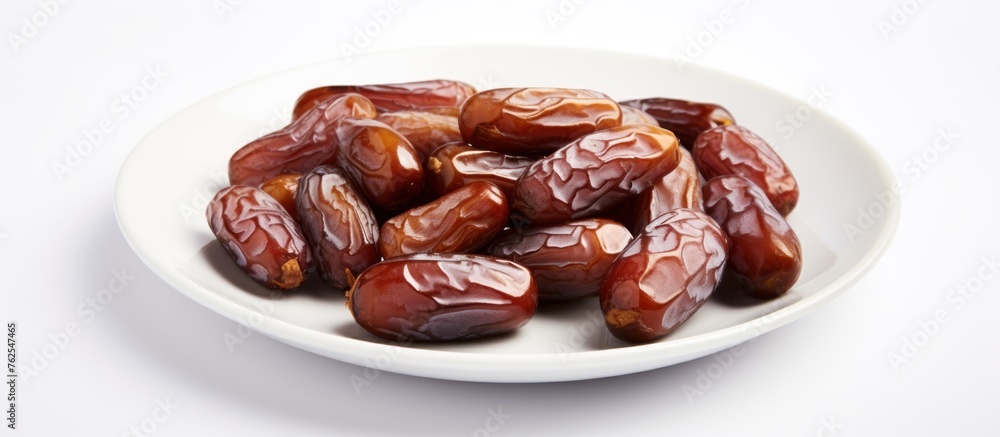 Plate with dried dates for Ramadan. Plate with dried dates for Ramadan.