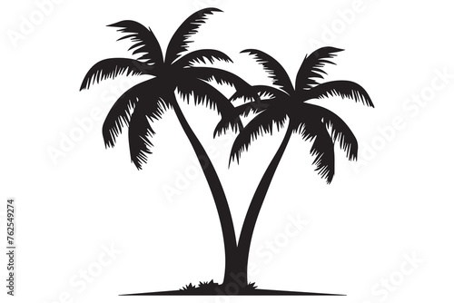 Silhouette of palm trees White background Illustration