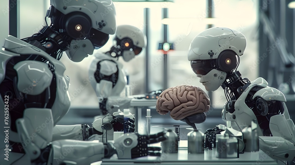 A cybernetic robot in a modern scientific laboratory is actively engaged in the research of materials, opening up new prospects for the development of future technologies. A cybernetic robot in a modern scientific laboratory is actively engaged in the research of materials, opening up new prospects for the development of future technologies.