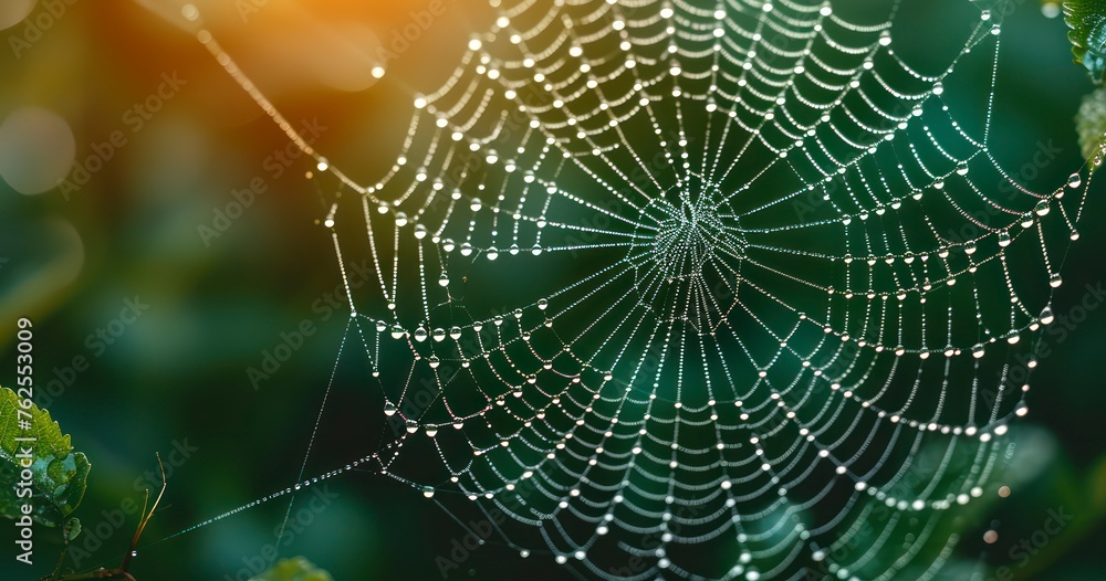 The Awe-Inspiring Patterns of Morning Dew Clinging to the Delicate Strands of a Spider's Trap