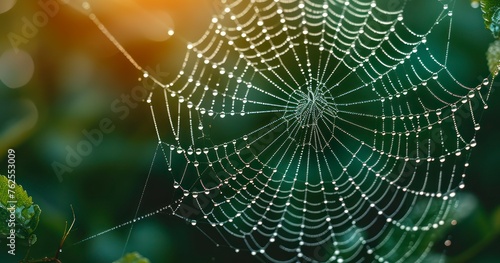 The Awe-Inspiring Patterns of Morning Dew Clinging to the Delicate Strands of a Spider's Trap
