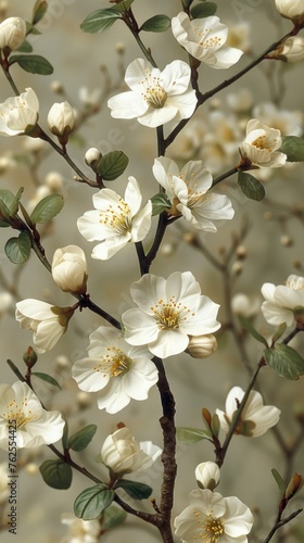 Close Up of a Tree With White Flowers