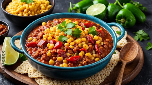 Chili con carne, in the style of food photography