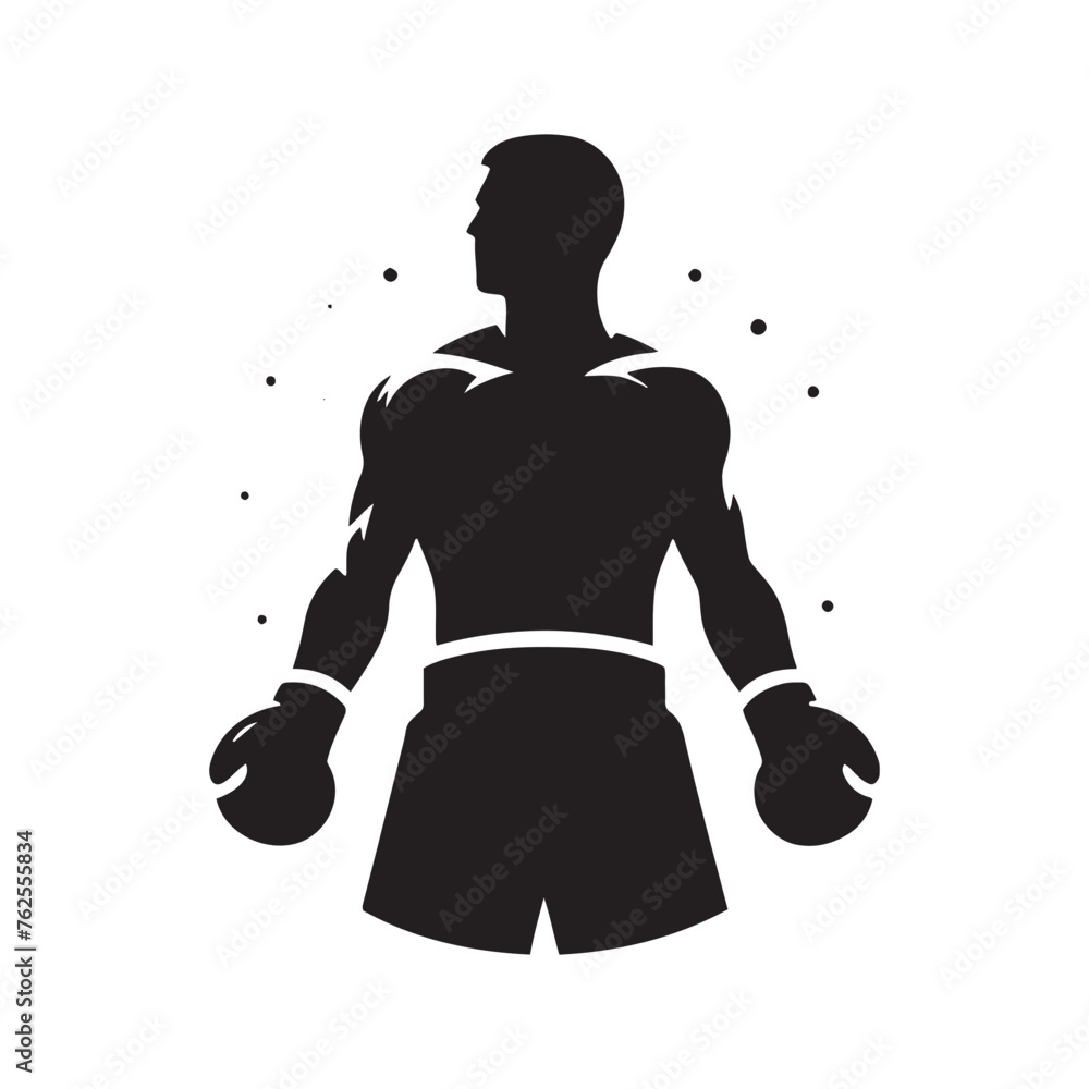 Boxer silhouette: Boxer Vector Capturing the Power, Agility, and Grit of Boxers in Action, boxer black illustration. - obrazy, fototapety, plakaty 