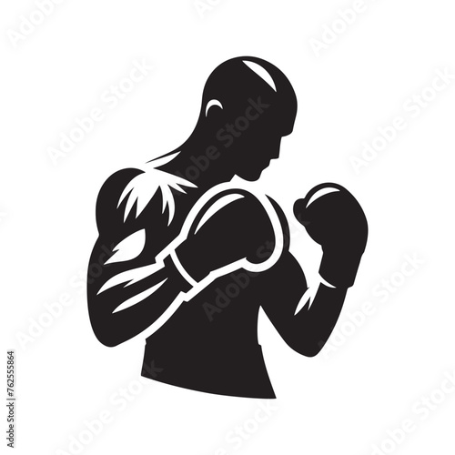 Boxer silhouette: Boxer Vector Capturing the Power, Agility, and Grit of Boxers in Action, boxer black illustration.