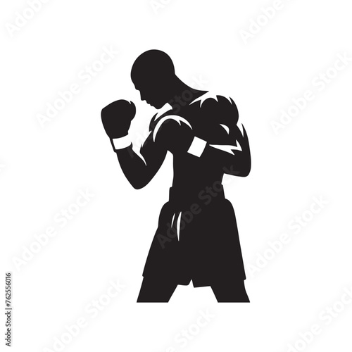 Boxer silhouette: Boxer Vector Capturing the Power, Agility, and Grit of Boxers in Action, boxer black illustration.