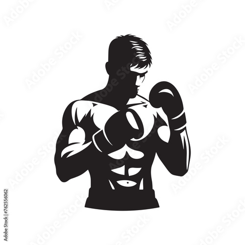 Boxer silhouette: Boxer Vector Capturing the Power, Agility, and Grit of Boxers in Action, boxer black illustration.
