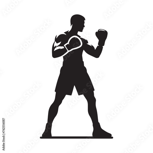 Boxer silhouette: Boxer Vector Capturing the Power, Agility, and Grit of Boxers in Action, boxer black illustration.