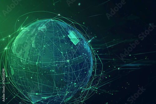 digital globe on a flat surface with a network lines around it