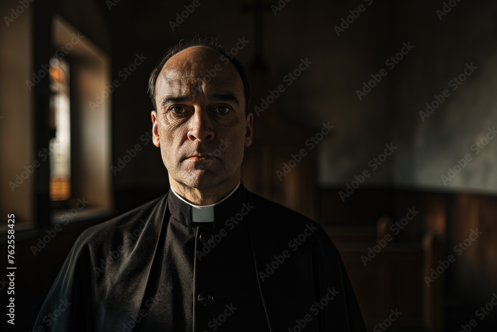 priest stares at camera priest stares at camera