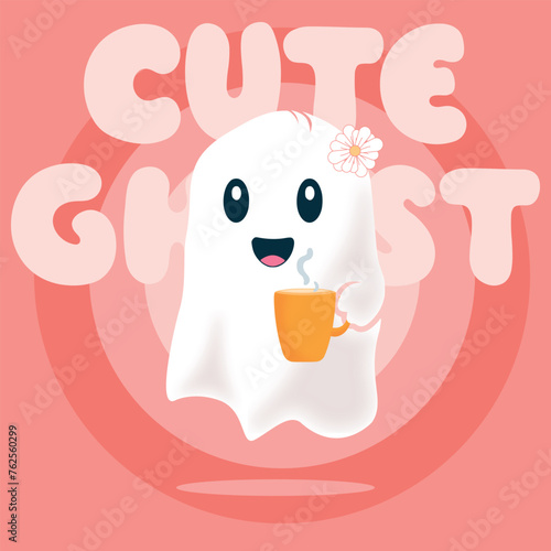 Cute Ghost Cartoon Character (ID: 762560299)